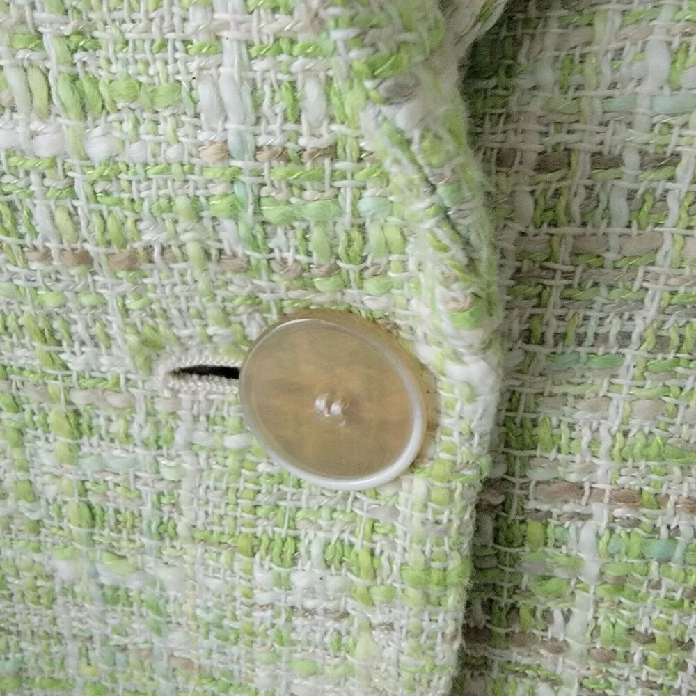 Talbots womens Lime Green Tweed Blazer SZ 18 pockets Single Button Fully Lined